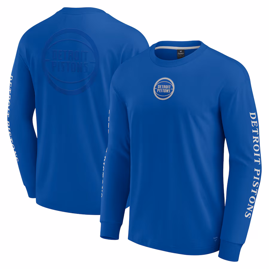 Men's Detroit Pistons Fanatics Blue Elements Strive Long Sleeve T-Shirt