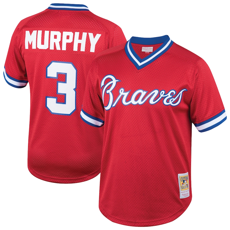 Men's Atlanta Braves Dale Murphy Mitchell & Ness Red Cooperstown Collection Mesh Batting Practice  Jersey