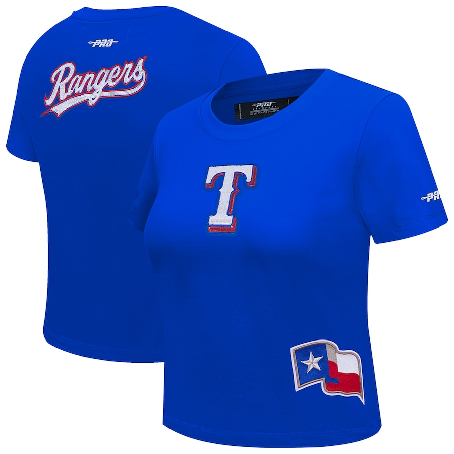 Women's Texas Rangers Pro Standard Royal Game Day Classics Baby Doll Cropped T-Shirt
