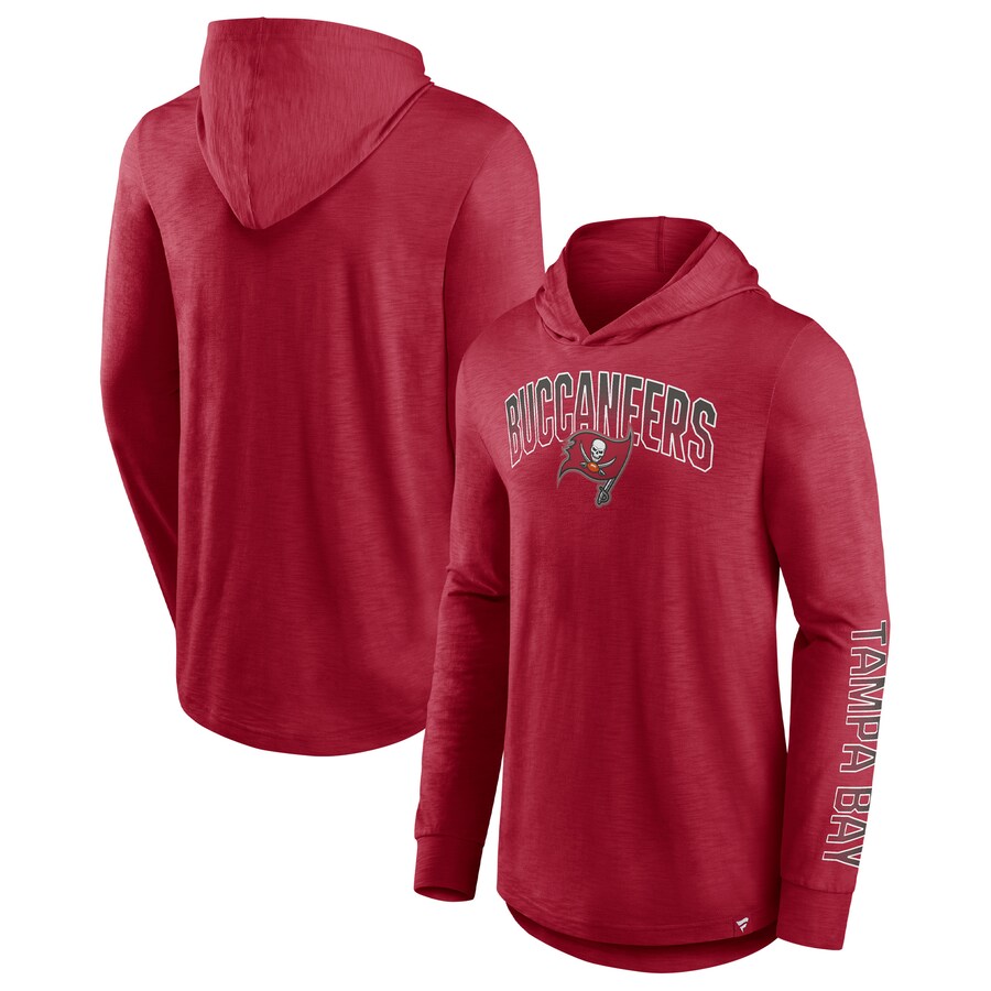 Men's Tampa Bay Buccaneers Fanatics Red Front Runner Long Sleeve Hooded T-Shirt