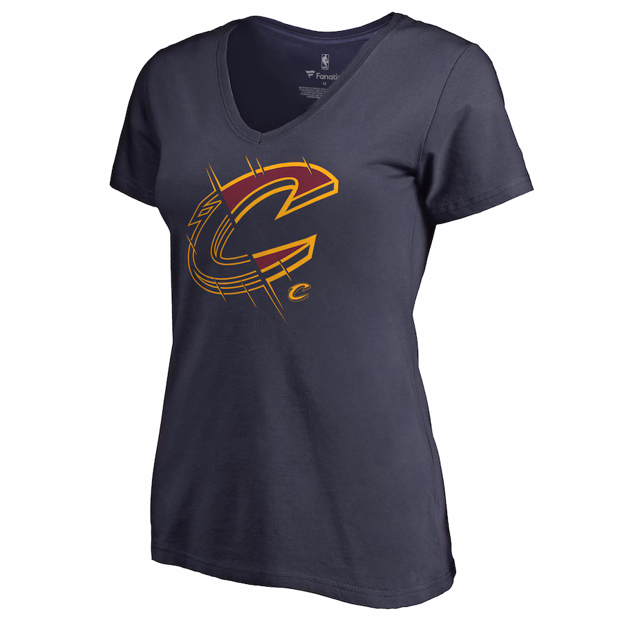 Women's Cleveland Cavaliers Navy X-Ray Slim Fit V-Neck T-Shirt
