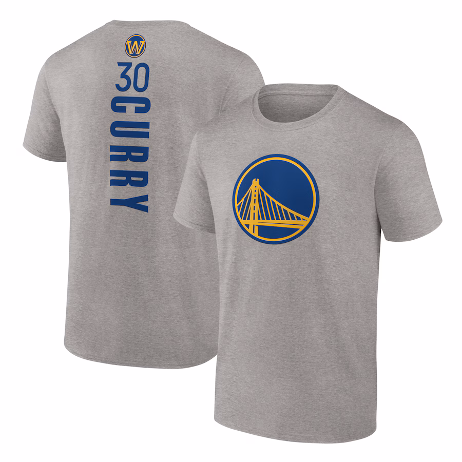 Men's Golden State Warriors Stephen Curry Heathered Gray Playmaker Name & Number T-Shirt