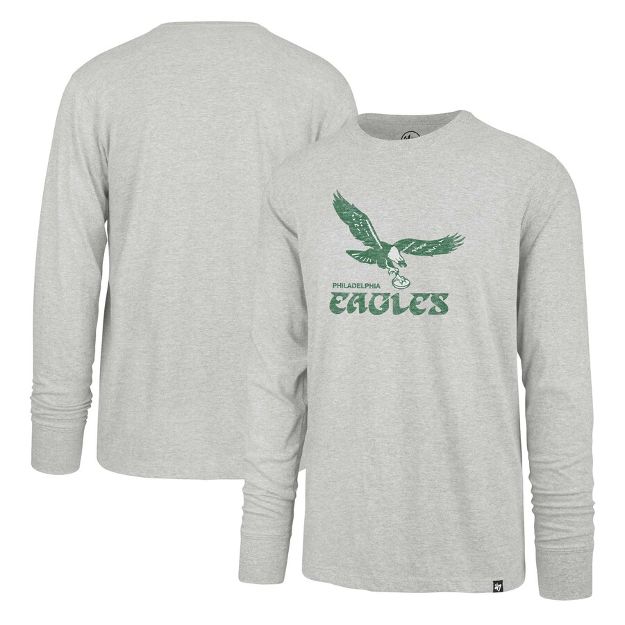 Men's Philadelphia Eagles '47 Gray Premier Franklin Long Sleeve T-Shirt