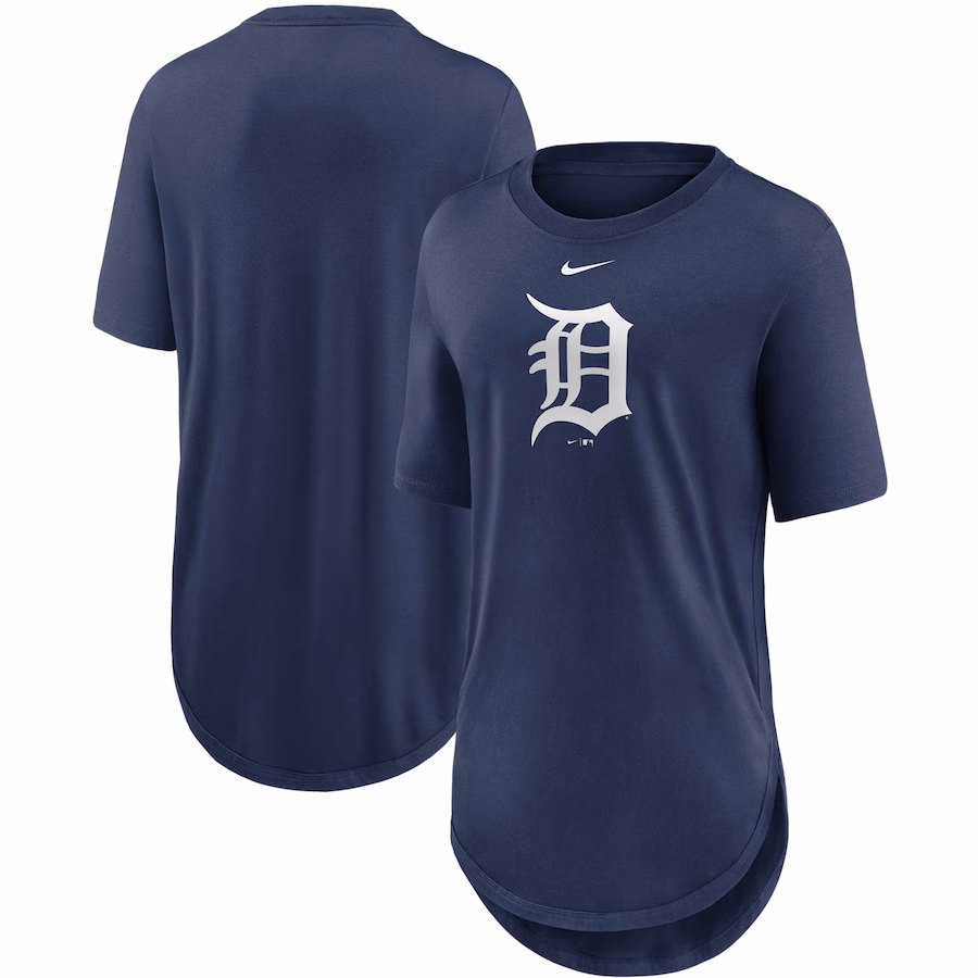 Women's Detroit Tigers Nike Navy Mascot Outline Weekend Tri-Blend T-Shirt