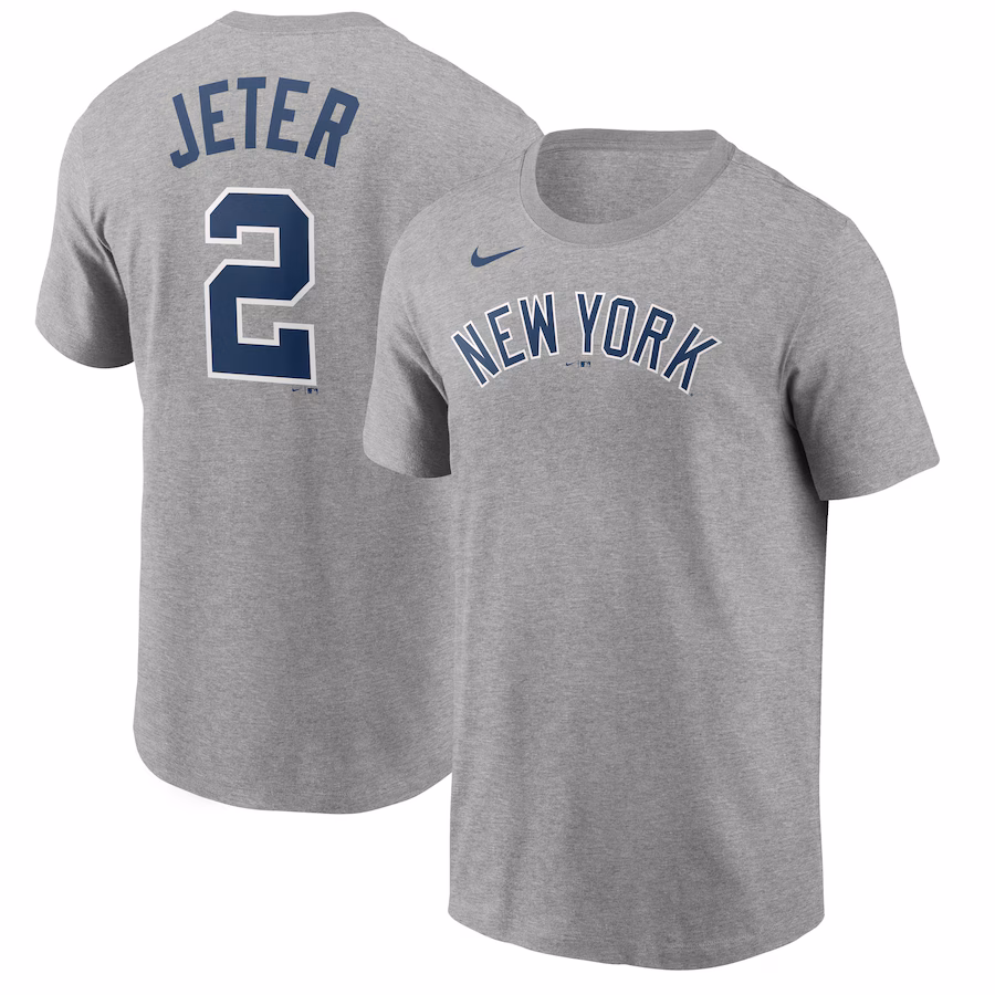 Men's New York Yankees Derek Jeter Nike Gray Name & Number T-Shirt