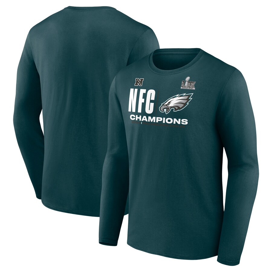 Men's Philadelphia Eagles  Fanatics Midnight Green 2024 NFC Champions Hail Mary Long Sleeve T-Shirt