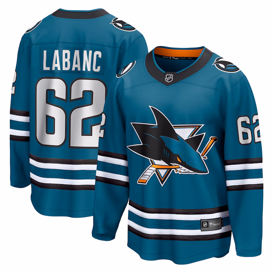 Men's San Jose Sharks Kevin Labanc Fanatics Teal Home Breakaway Player Jersey
