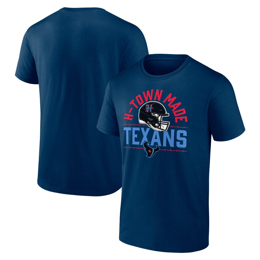 Men's Houston Texans Fanatics Navy H-Town Helmet T-Shirt