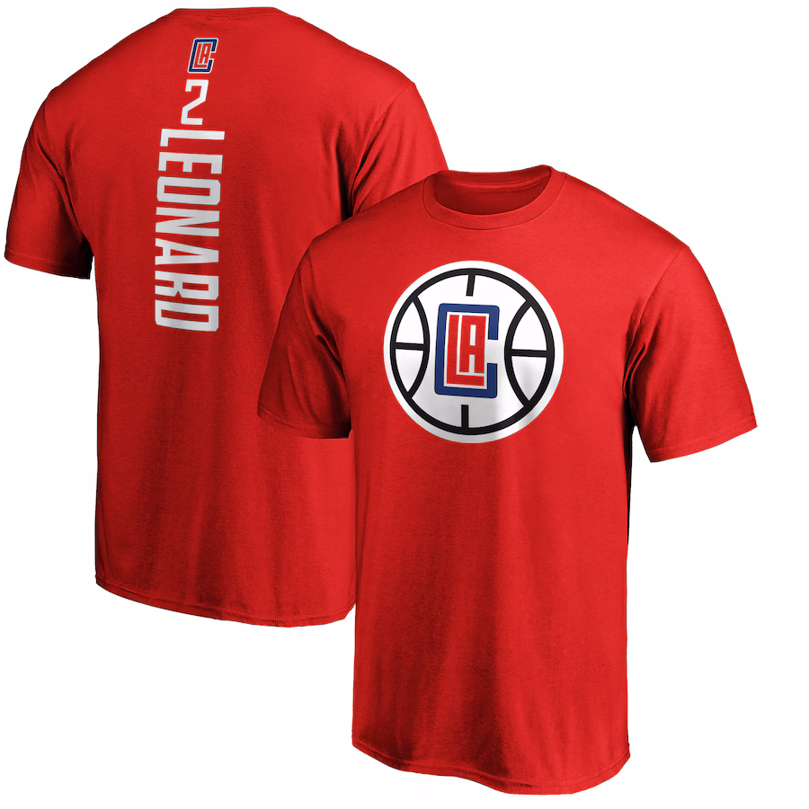 Men's LA Clippers Kawhi Leonard Fanatics Red Team Playmaker Name & Number T-Shirt