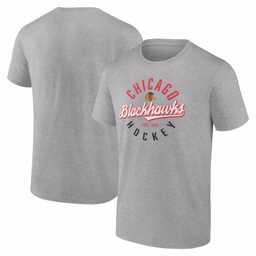 Men's Chicago Blackhawks Fanatics Gray Emblem T-Shirt