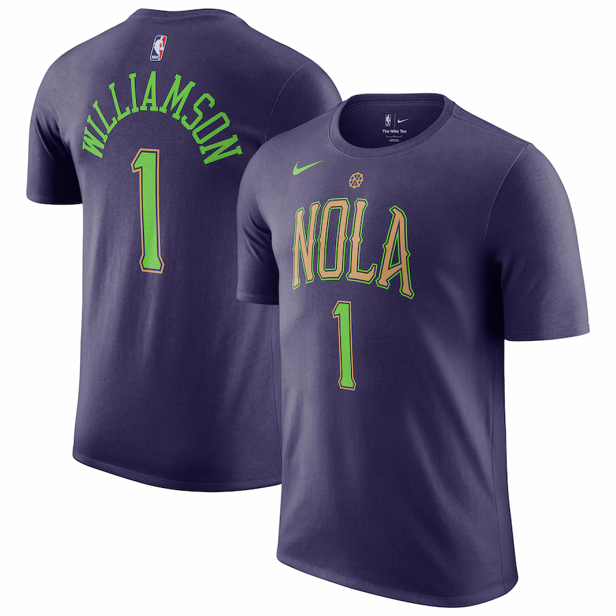 Men's New Orleans Pelicans Zion Williamson Nike Purple 2024/25 City Edition Name & Number T-Shirt