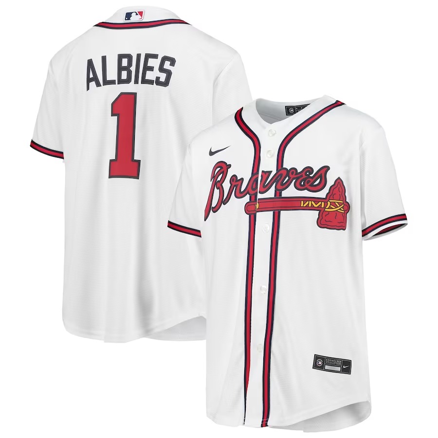 Youth Atlanta Braves Ozzie Albies Nike White Alternate Replica Player Jersey