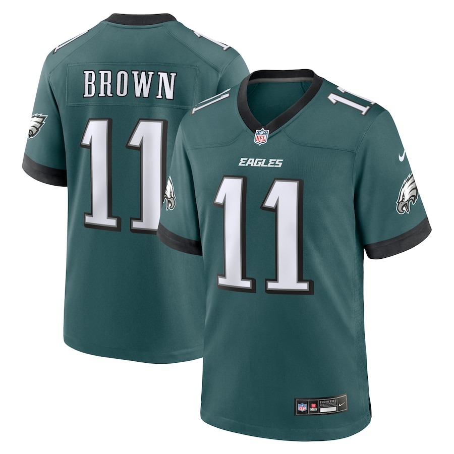Men's Philadelphia Eagles A.J. Brown Nike Midnight Green Team Game Jersey