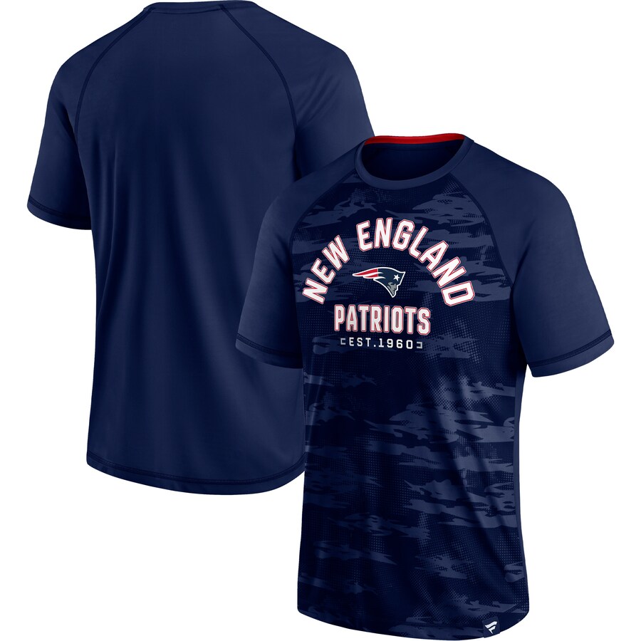 Men's New England Patriots Fanatics Navy Hail Mary Raglan T-Shirt