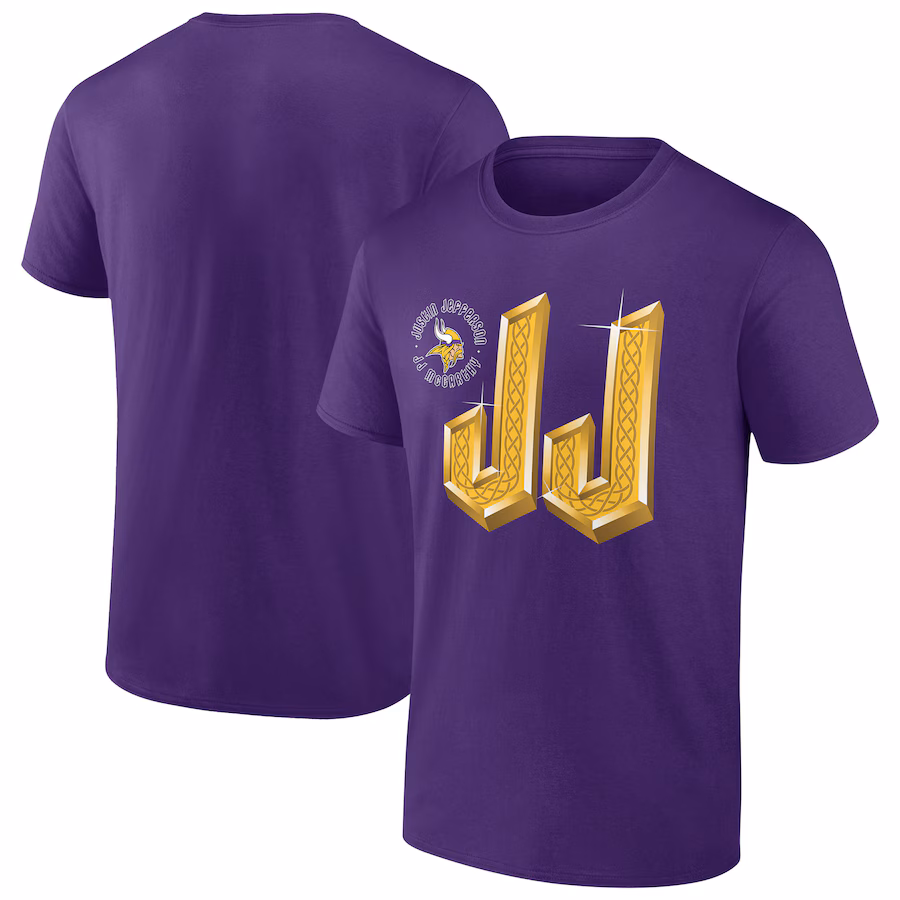 Men's Minnesota Vikings Justin Jefferson, J.J. McCarthy Purple Hometown Draft T-Shirt