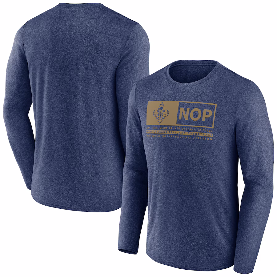 Men's New Orleans Pelicans Fanatics Heather Navy Three-Point Play T-Shirt