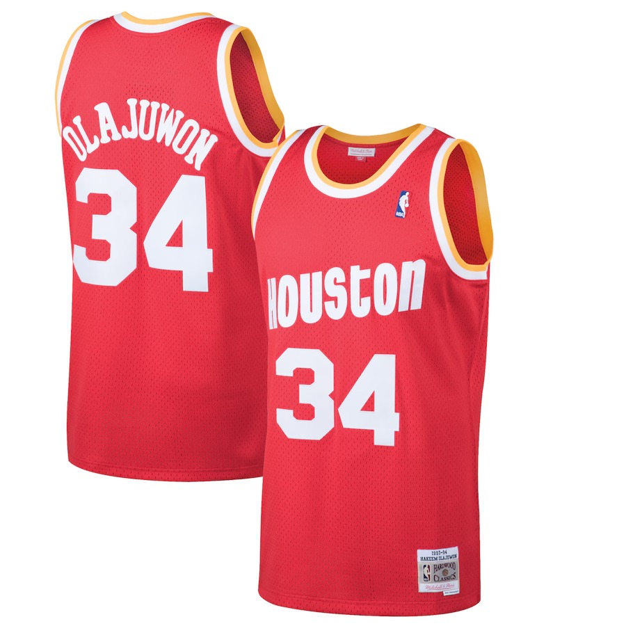Men's Houston Rockets Hakeem Olajuwon Mitchell & Ness Red 1993/94 Hardwood Classics Swingman Jersey