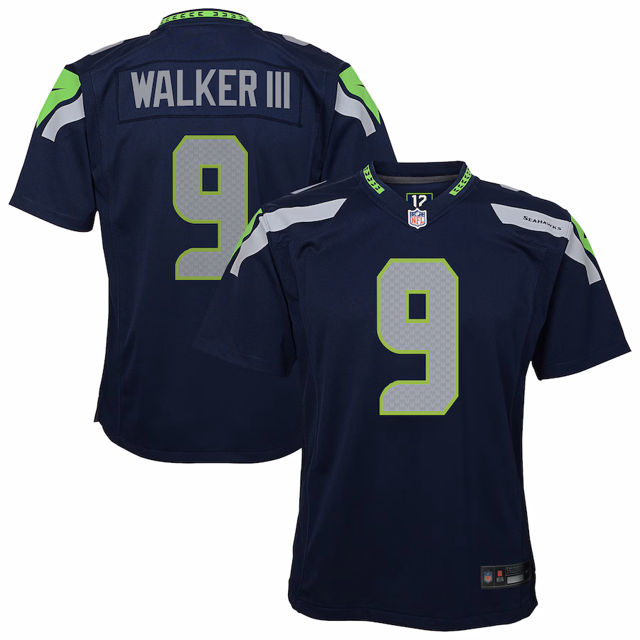 Youth Seattle Seahawks Kenneth Walker III Nike College Navy Team Game Jersey