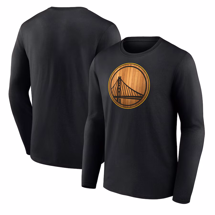 Men's Golden State Warriors  Black Hardwood Long Sleeve T-Shirt