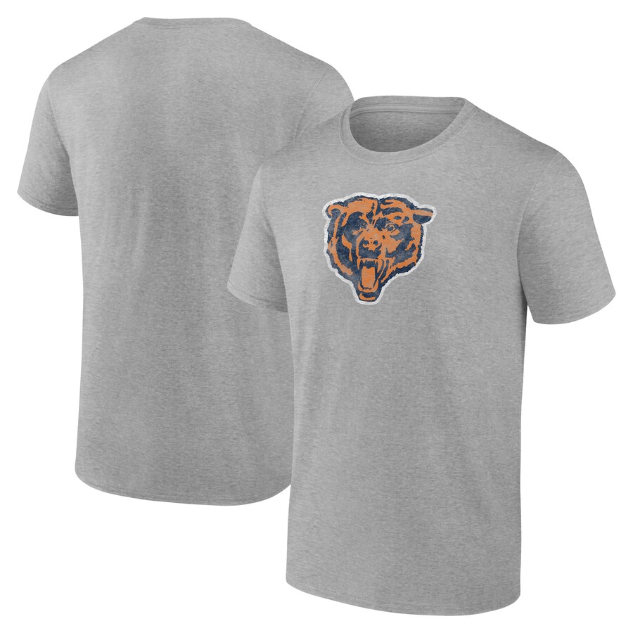 Men's Chicago Bears  Fanatics Gray Distressed Throwback Logo T-Shirt