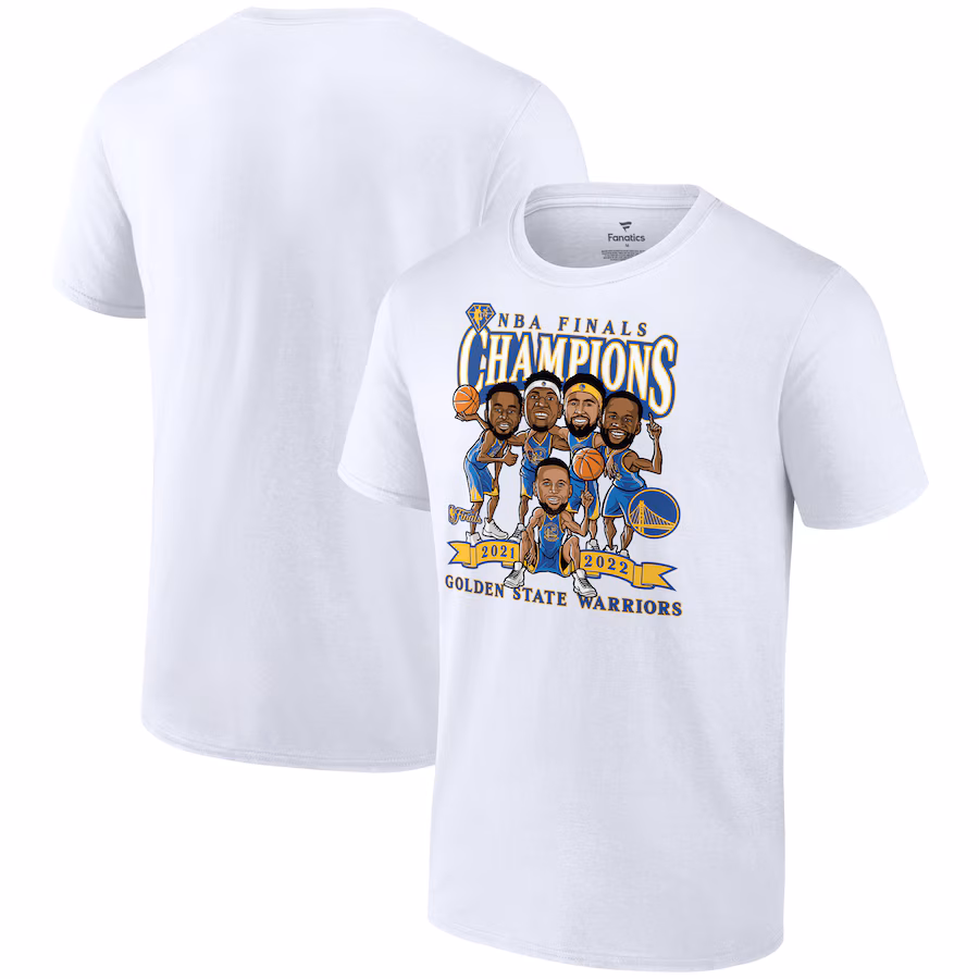 Men's Golden State Warriors Fanatics White 2022 NBA Finals Champions Caricature T-Shirt