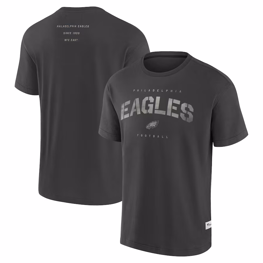 Men's Philadelphia Eagles Fanatics Charcoal Elements Weathered Tonal Future Ground T-Shirt