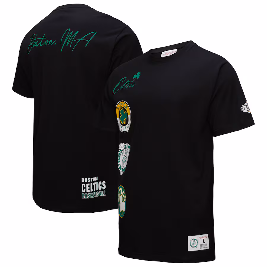 Men's Boston Celtics Black Black Out Collection Vintage Premium T-Shirt