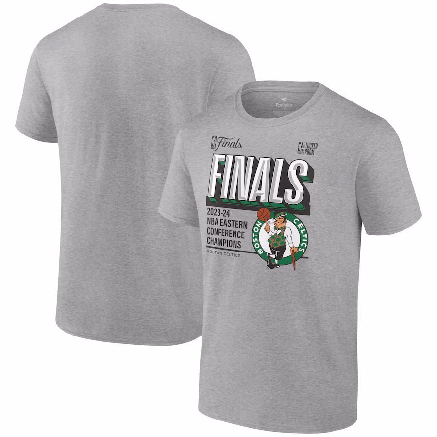 Men's Boston Celtics Fanatics Steel 2024 Eastern Conference Champions Locker Room Post Up Move T-Shirt