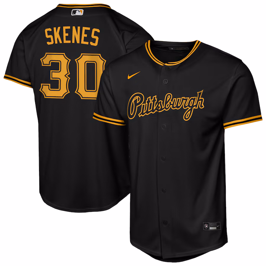 Youth Pittsburgh Pirates Paul Skenes Nike Black Alternate Replica Jersey