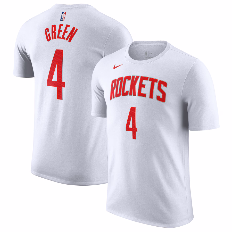 Men's Houston Rockets Jalen Green Nike White 2022/23 Name & Number T-Shirt