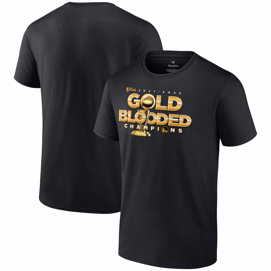 Men's Golden State Warriors Fanatics Black 2022 NBA Finals Champions Gold Blooded T-Shirt