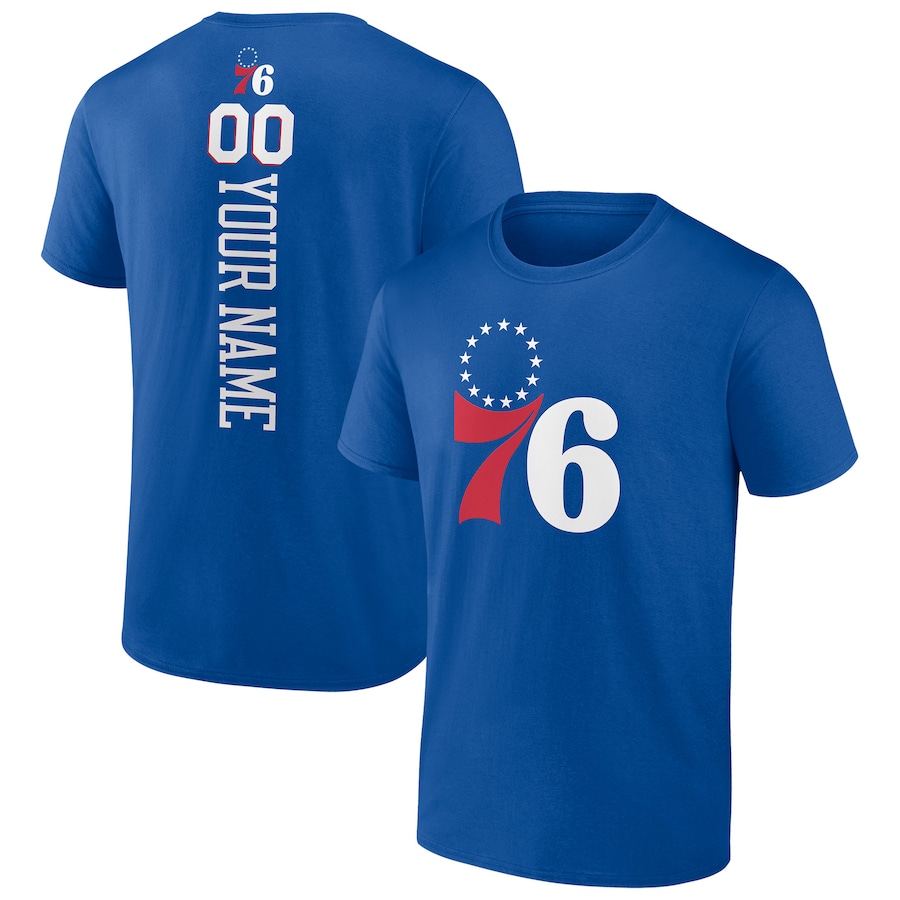 Men's Philadelphia 76ers Royal Personalized Playmaker Team T-Shirt
