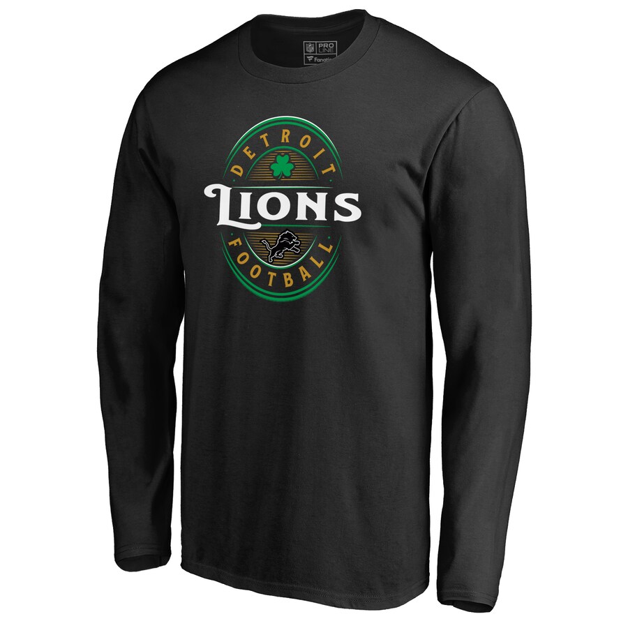Men's Detroit Lions Black Forever Lucky Long Sleeve T-Shirt