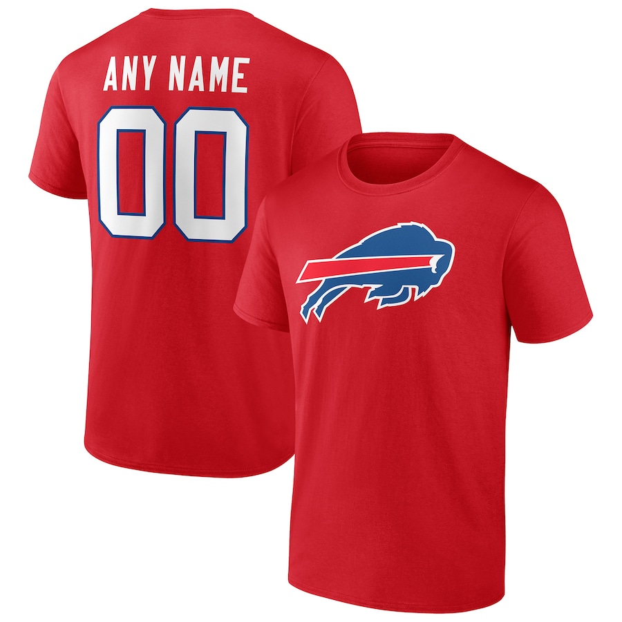 Men's Buffalo Bills Red Team Authentic Logo Personalized Name & Number T-Shirt