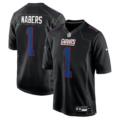 Men's New York Giants Malik Nabers Nike Carbon Black Fashion Jersey