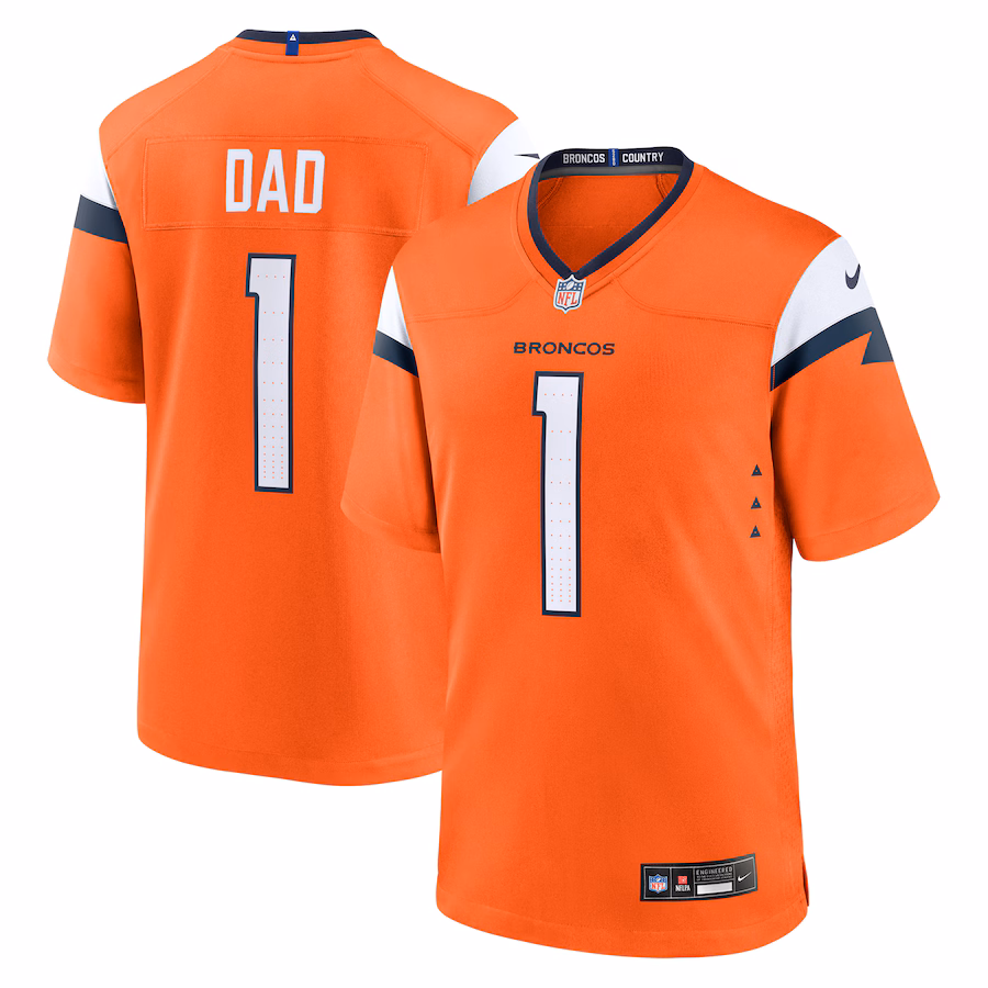 Men's Denver Broncos  Nike Orange #1 Dad Game Jersey