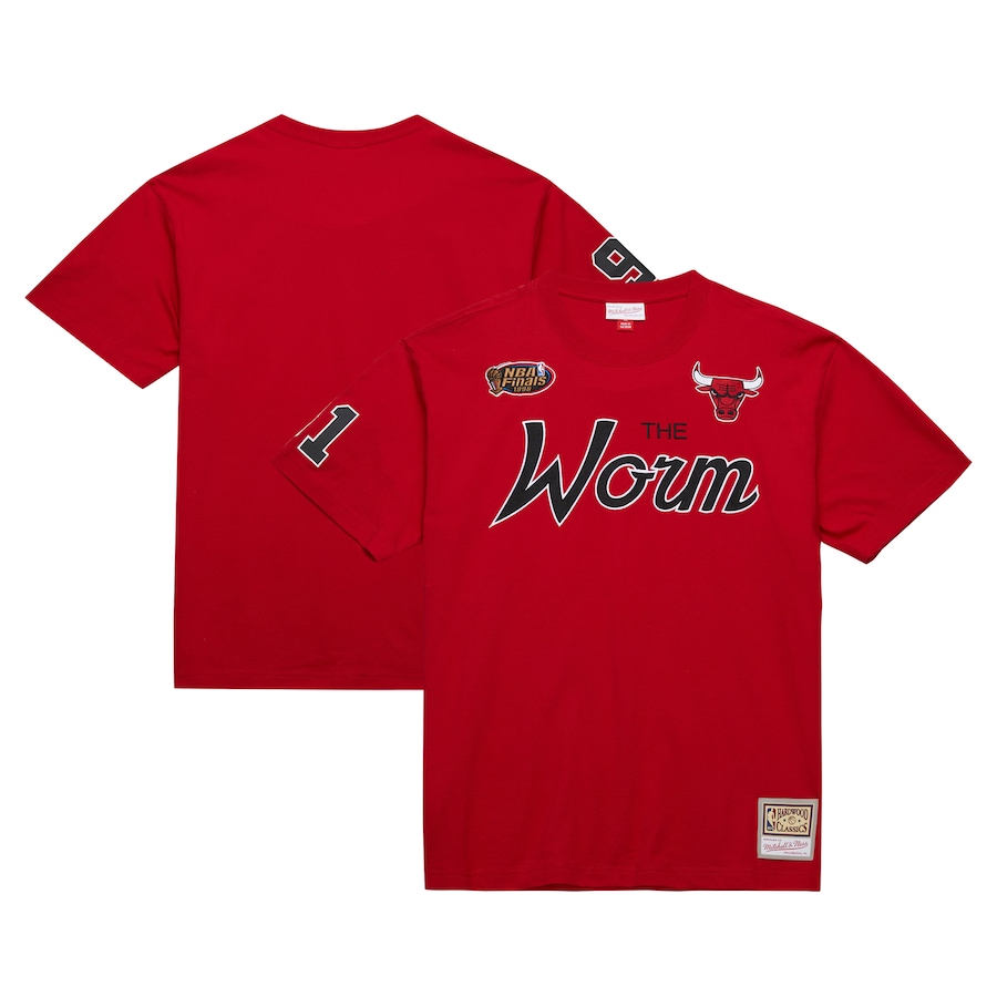 Men's Chicago Bulls Dennis Rodman Mitchell & Ness Red Premium Nickname T-Shirt