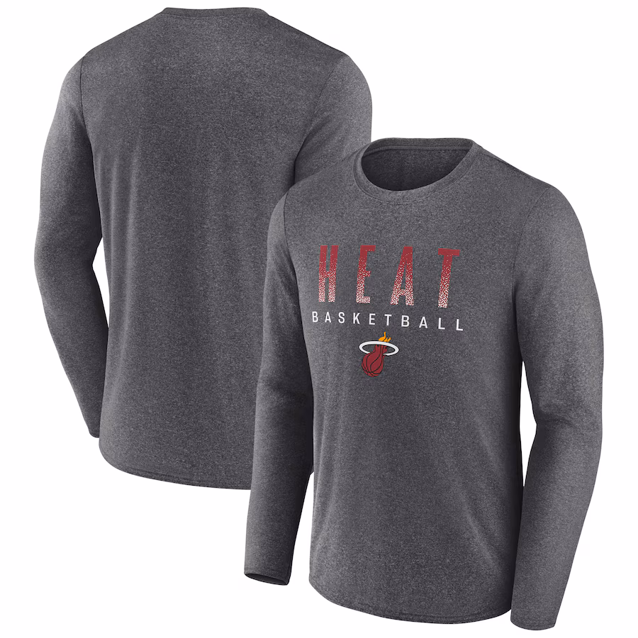 Men's Miami Heat Fanatics Heathered Charcoal Where Legends Play Iconic Practice Long Sleeve T-Shirt