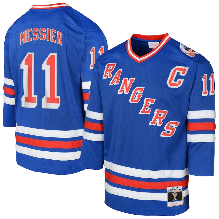 Youth New York Rangers Mark Messier Royal Power Play 2.0 Player Jersey with Captain Patch