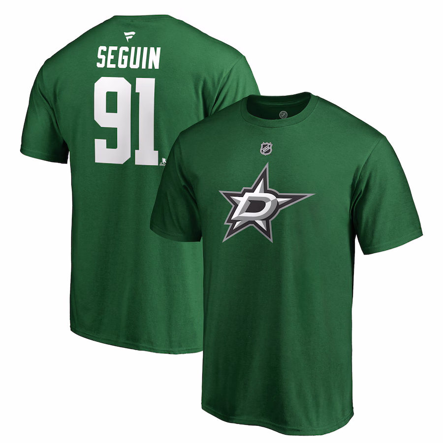 Men's Dallas Stars Tyler Seguin Fanatics Kelly Green Team Authentic Stack Name & Number T-Shirt