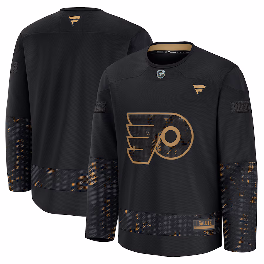 Men's Philadelphia Flyers Fanatics Black 2024 Military Appreciation Practice Jersey