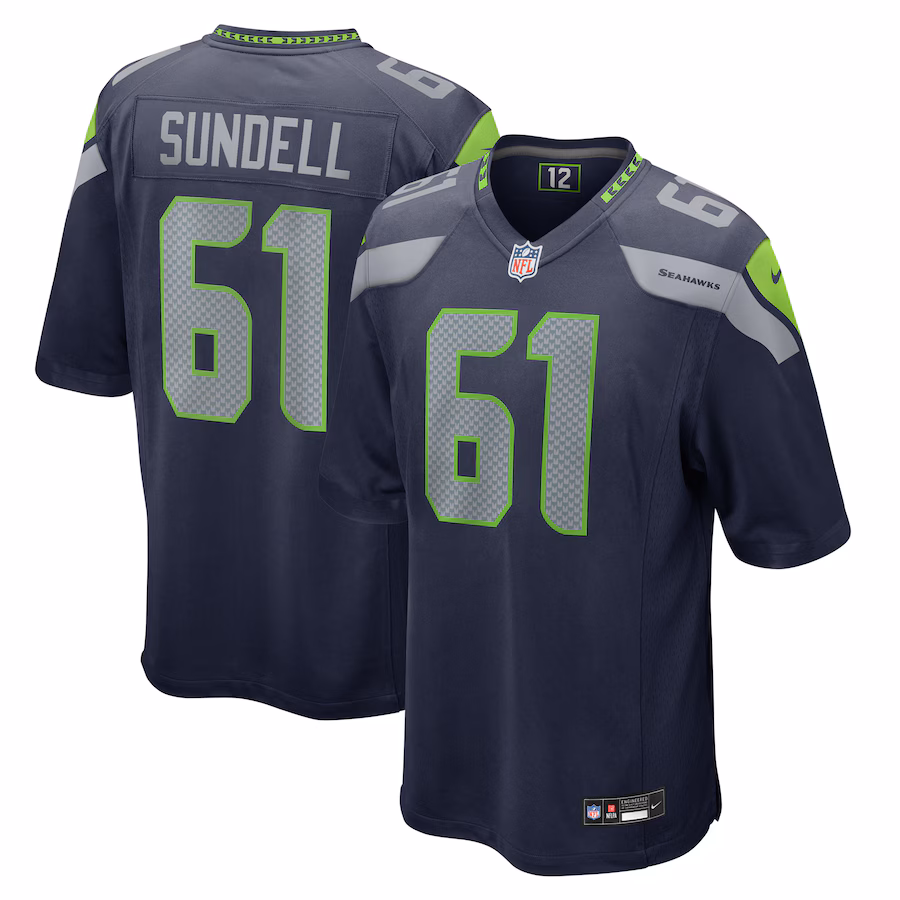 Men's Seattle Seahawks Jalen Sundell Nike College Navy Game Jersey