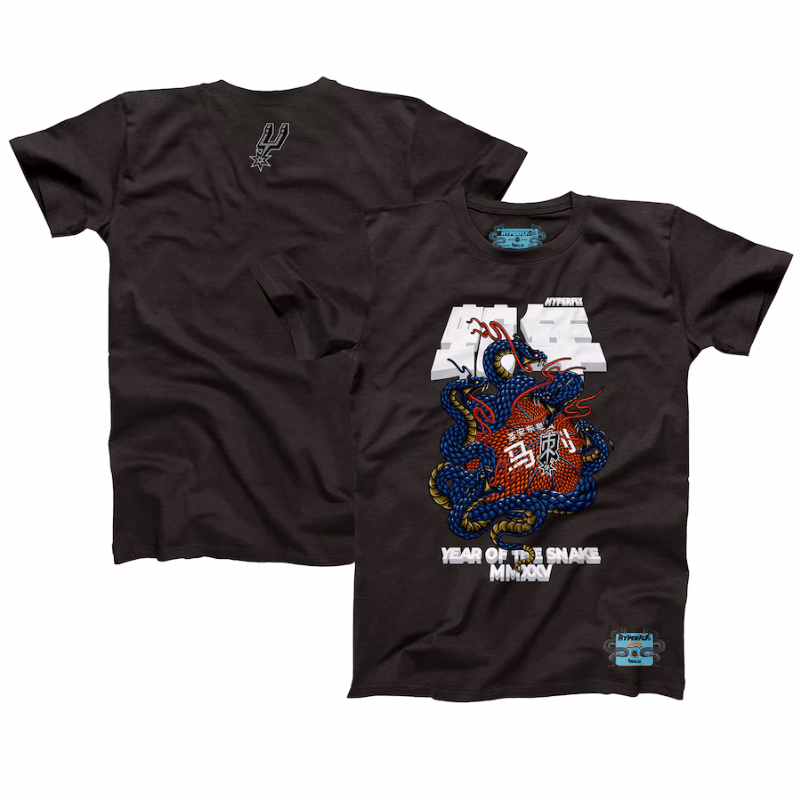 Unisex San Antonio Spurs NBALab x Hyperfly Heather Black Year of the Snake Lunar New Year Collection T-Shirt