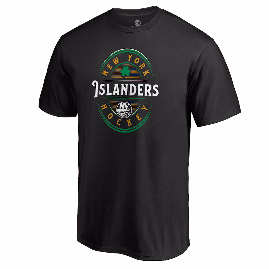 Men's New York Islanders Black St. Patrick's Day Forever Lucky T-Shirt