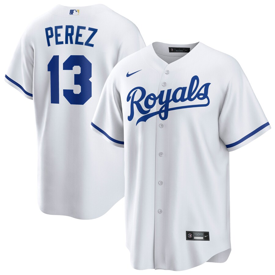 Men's Kansas City Royals Salvador Perez Nike White Home Replica Player Jersey