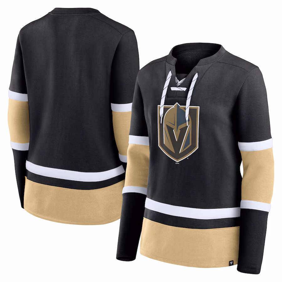 Women's Vegas Golden Knights Fanatics Black Prime Time Lace-Up Long Sleeve T-Shirt