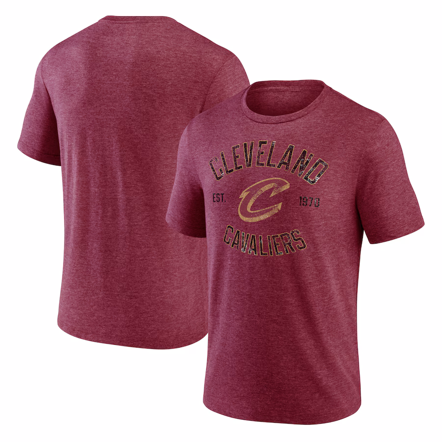 Men's Cleveland Cavaliers  Wine Heritage Tri-Blend T-Shirt