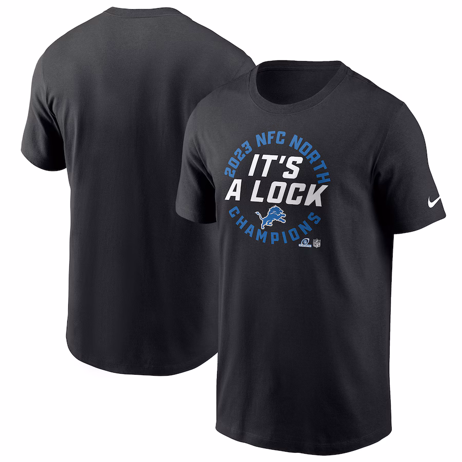 Men's Detroit Lions Nike Black 2023 NFC North Division Champions Locker Room Trophy Collection T-Shirt