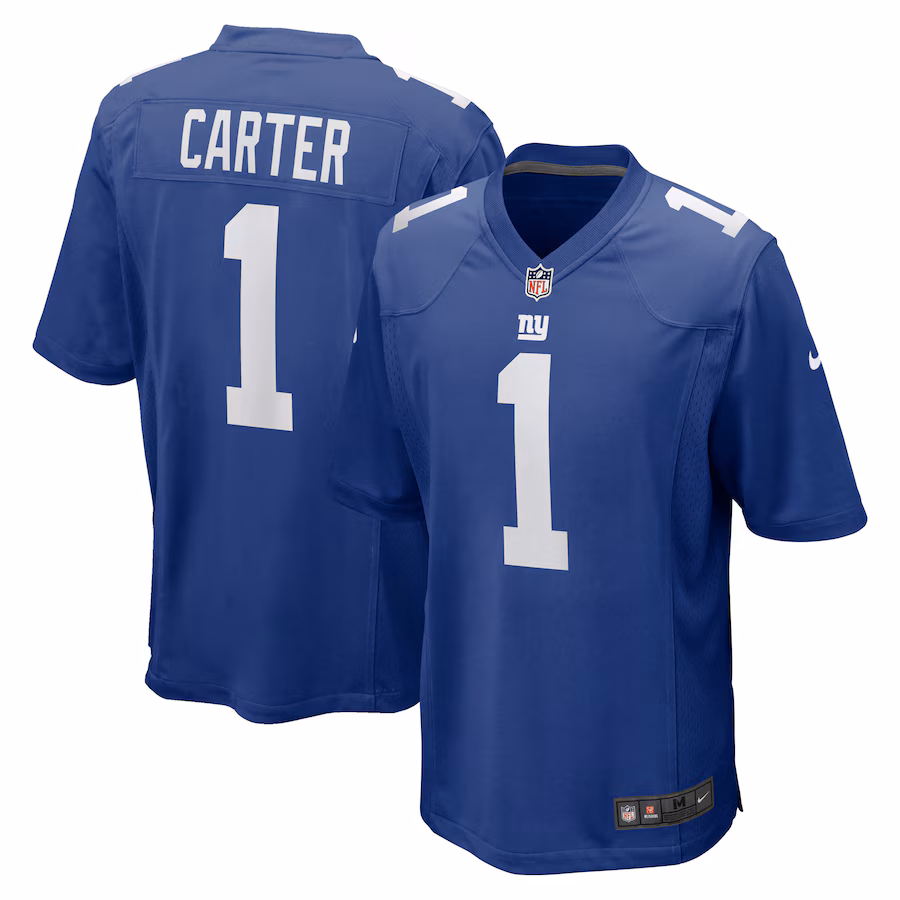 Youth New York Giants Abdul Carter Nike Royal First Round Pick Game Jersey