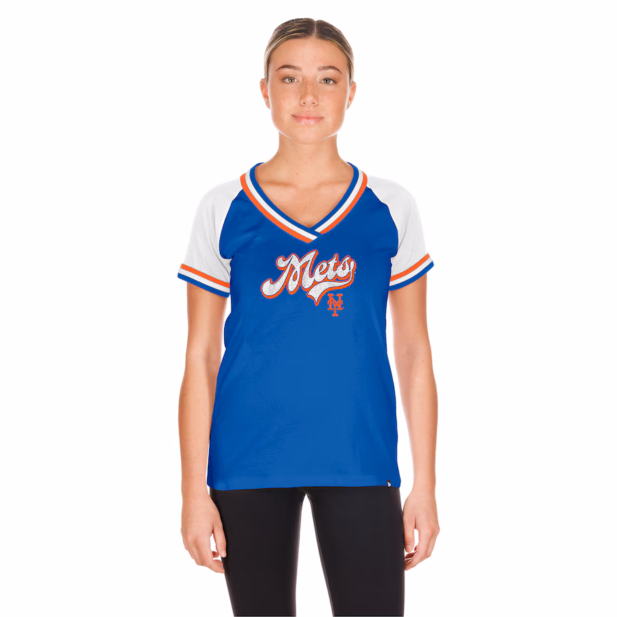 Women's New York Mets New Era Royal Gameday Raglan V-Neck T-Shirt